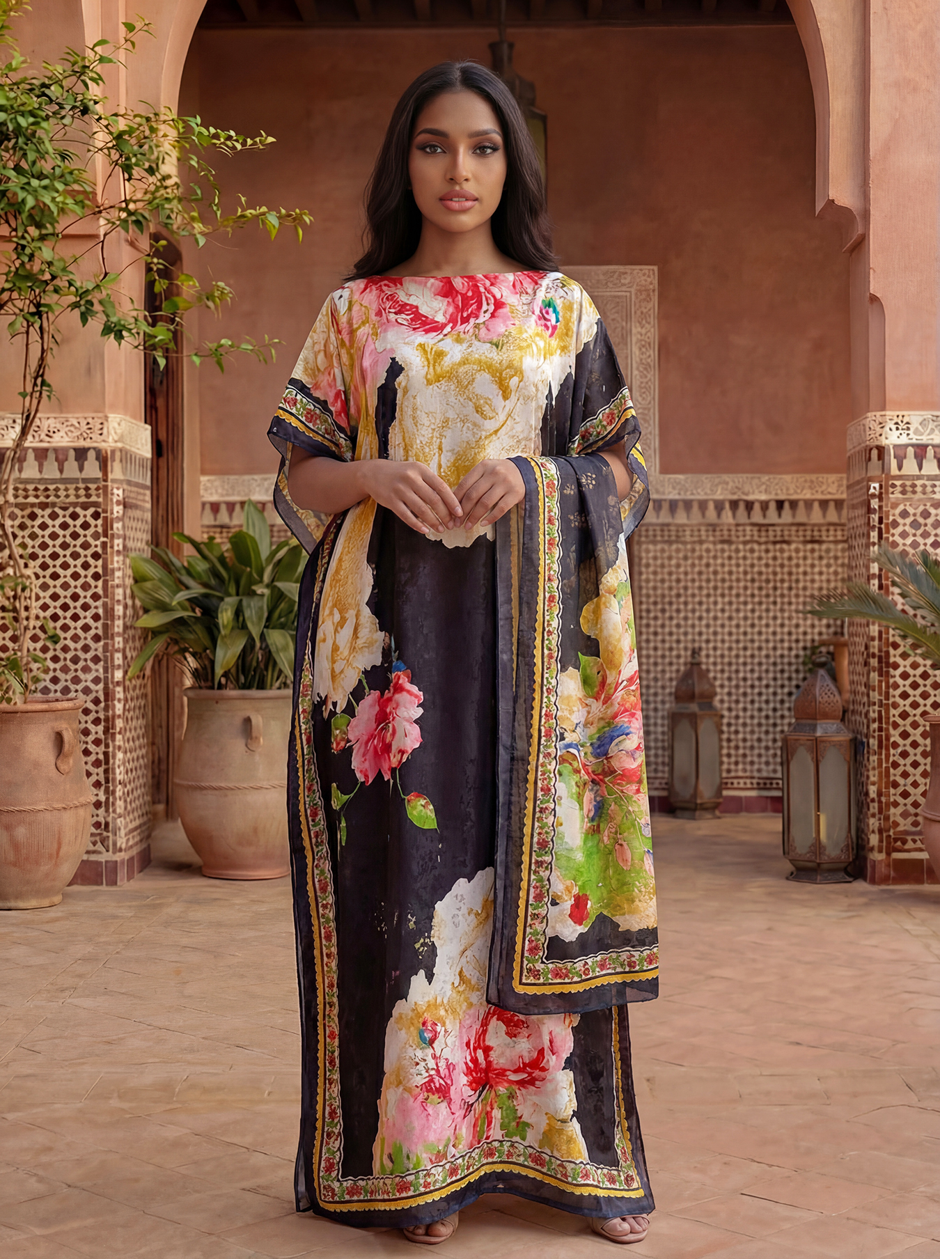 Women'S African Accessories - Women's Long Shawl Dubai Fashion Print