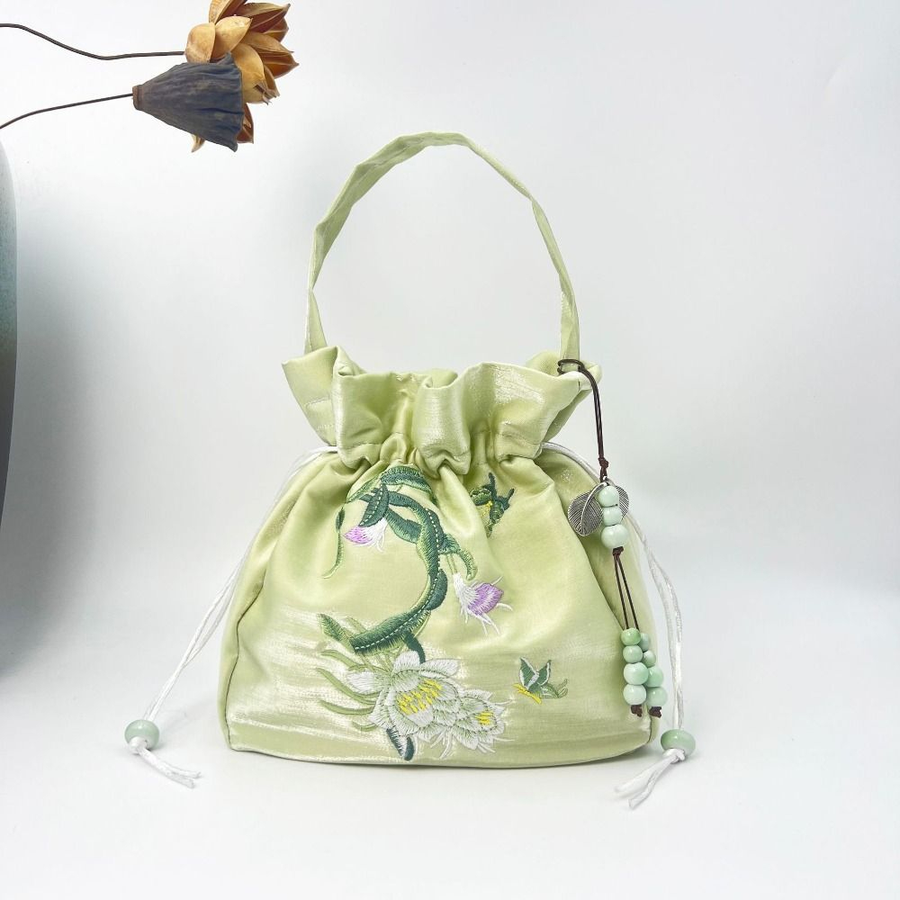 Women'S Accessories Handbags - Ethnic Style Embroidery Drawstring Bag Silk