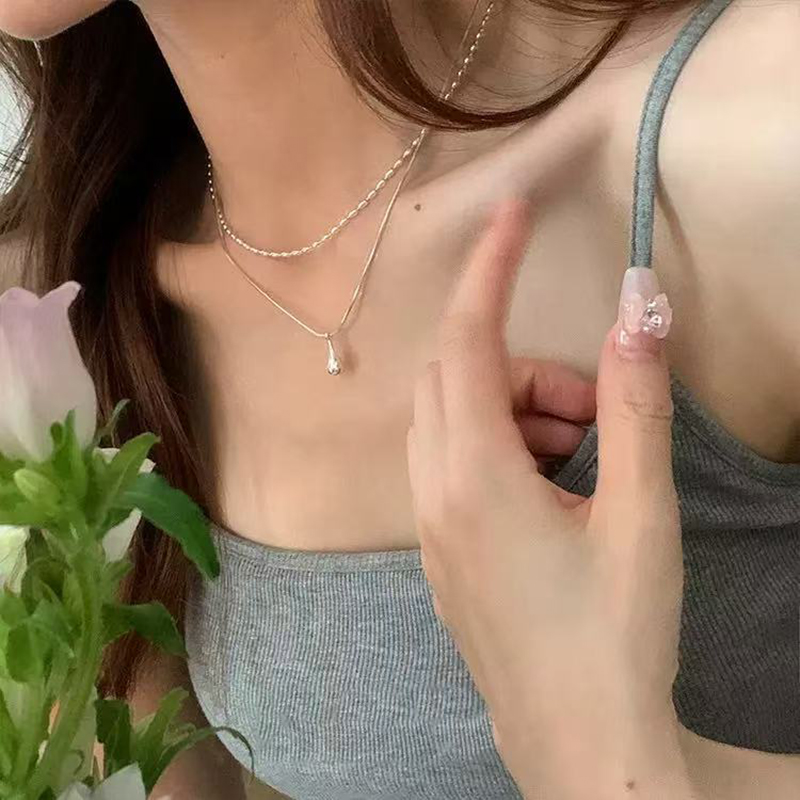 Real 925 Sterling Silver Doubl - Layered Necklace Set recension och pris