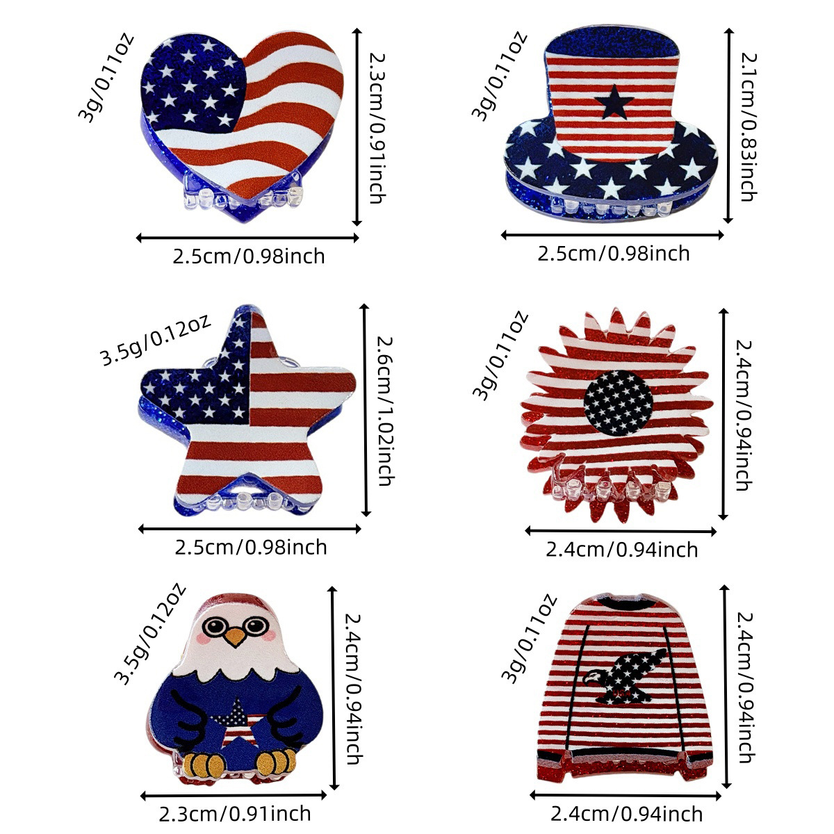 USA Patriotic Mini Hair Clips, - Women'S Eagles Accessories recension och pris