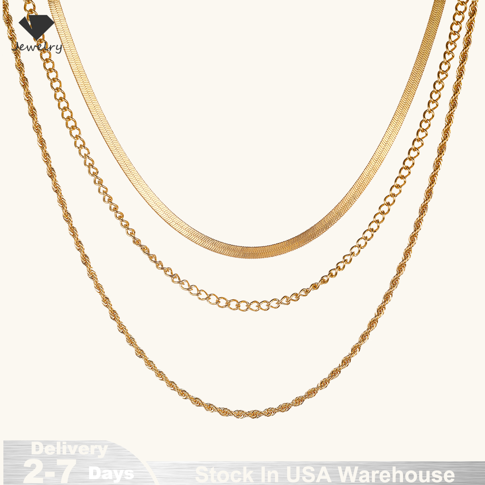 14k Gold Plated Chain Layered  - Layered Necklace Set recension och pris