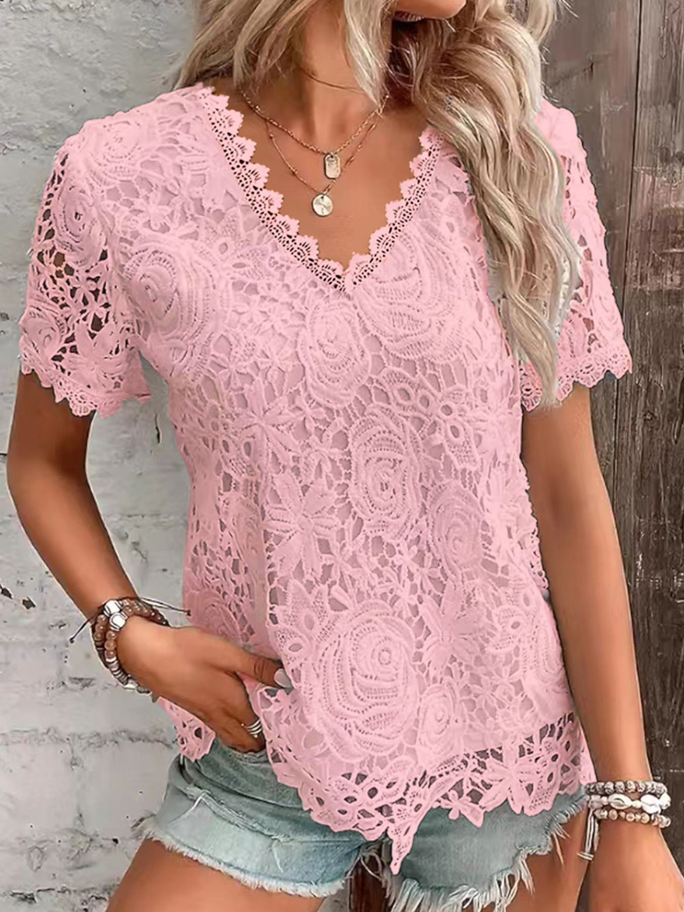 Summer Women's Shirt White Sho - Layered Necklace Set recension och pris