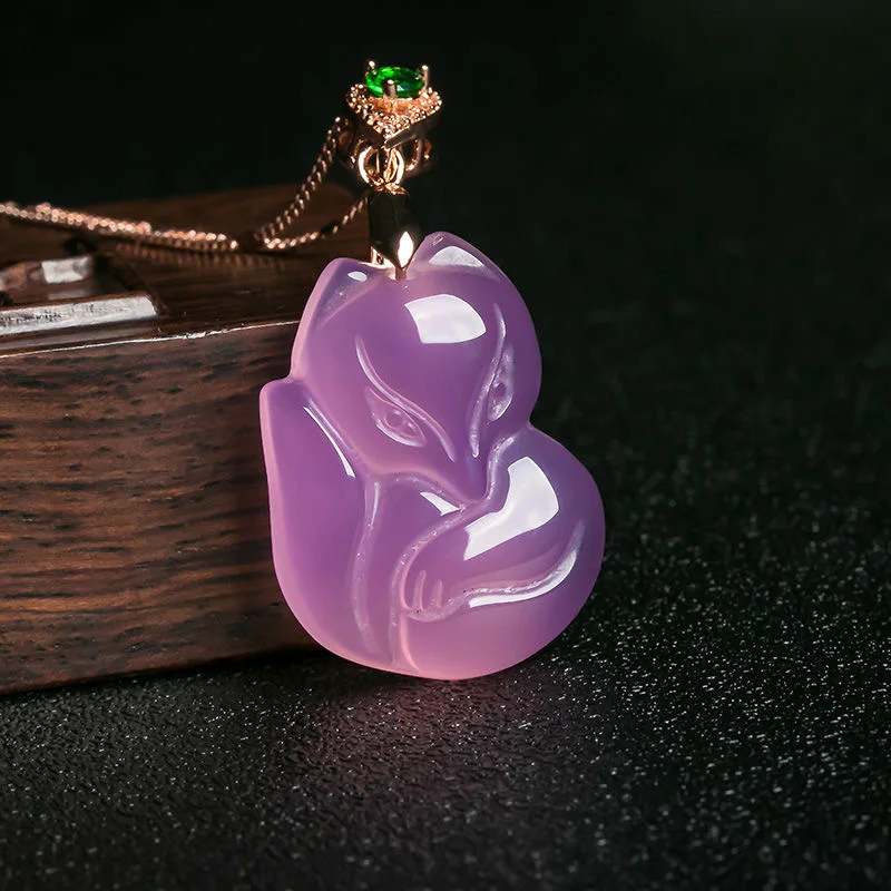Natural Purple Agate Fox Penda - Women Accessories For Hand recension och pris
