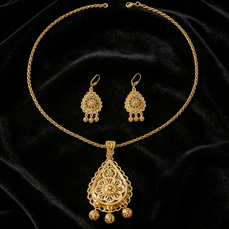 Plated Hollow Carved Set, Doub - Layered Necklace Set recension och pris