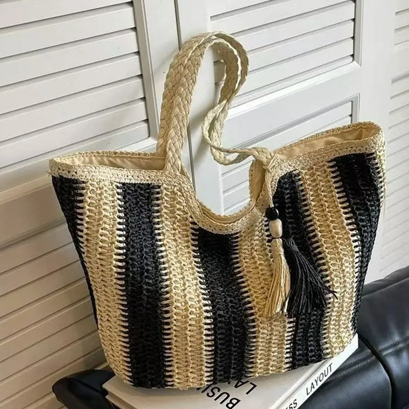 Striped woven straw tote bag f - Women'S Accessories Handbags recension och pris