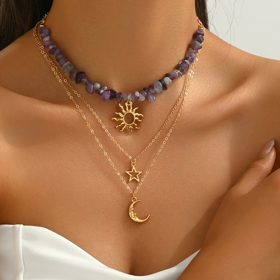 2pcs Set Fashion Natural Stone - Layered Necklace Set recension och pris