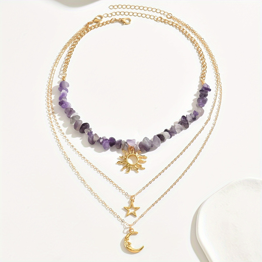 2pcs Set Fashion Natural Stone - Layered Necklace Set recension och pris