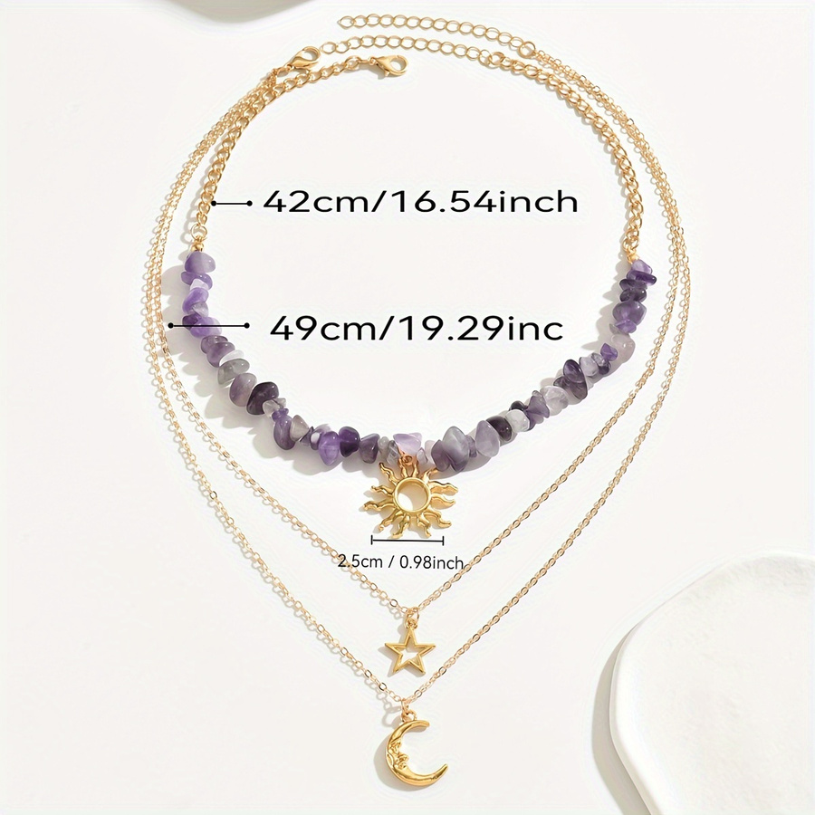 2pcs Set Fashion Natural Stone - Layered Necklace Set recension och pris