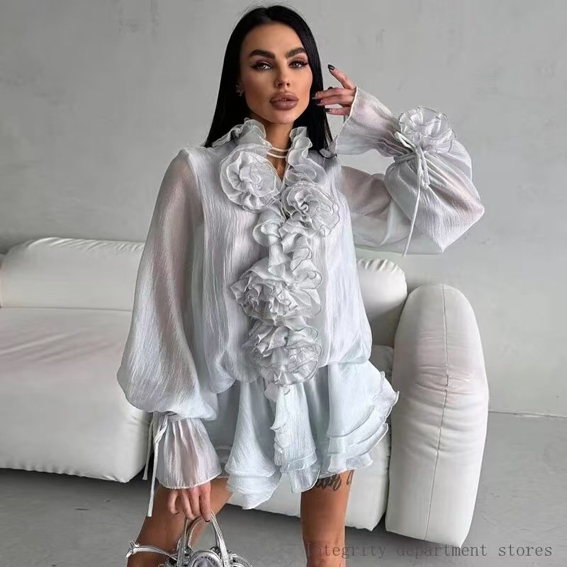 Elegant Multi-Layer Ruffles Fl - Layered Necklace Set recension och pris