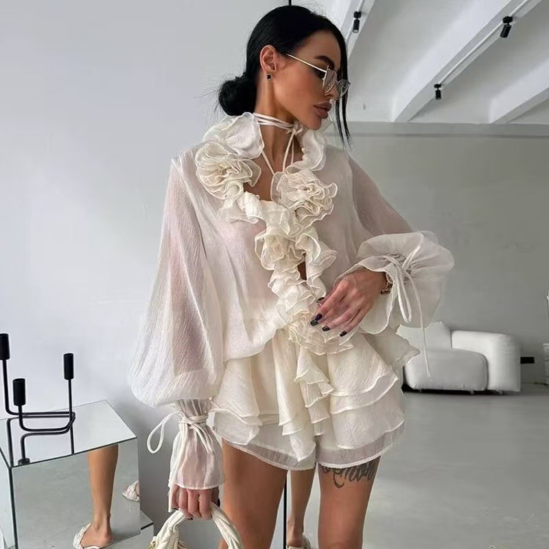 Elegant Multi-Layer Ruffles Fl - Layered Necklace Set recension och pris