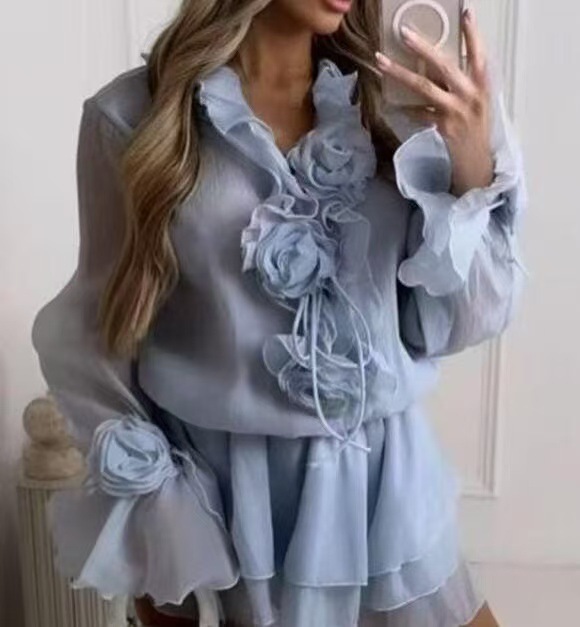 Elegant Multi-Layer Ruffles Fl - Layered Necklace Set recension och pris