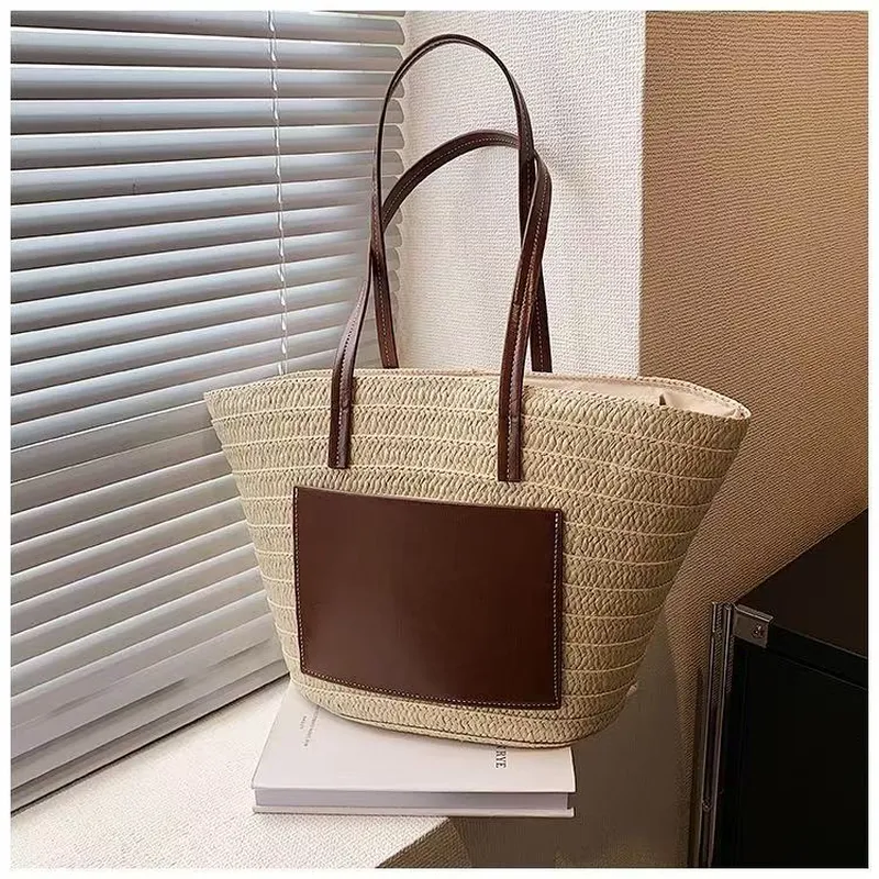 Straw hand-woven tote bag larg - Women Accessories For Hand recension och pris