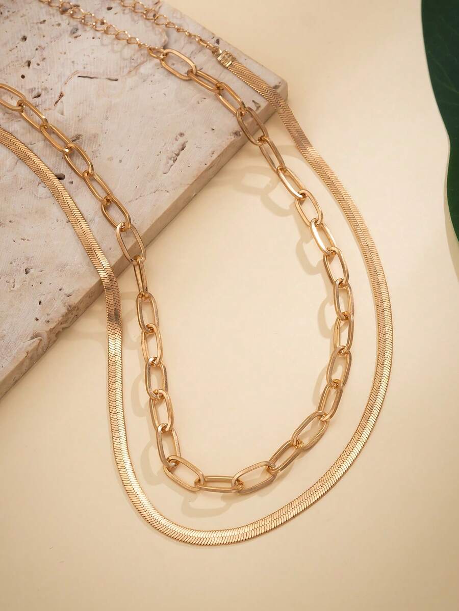 4pcs/Set Vintage Simple Flat S - Layered Necklace Set recension och pris