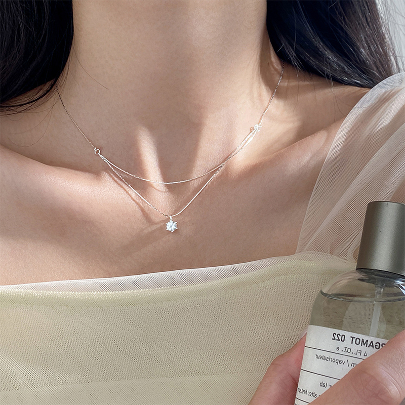 925 Sterling Silver Four Claw  - Layered Necklace Set recension och pris