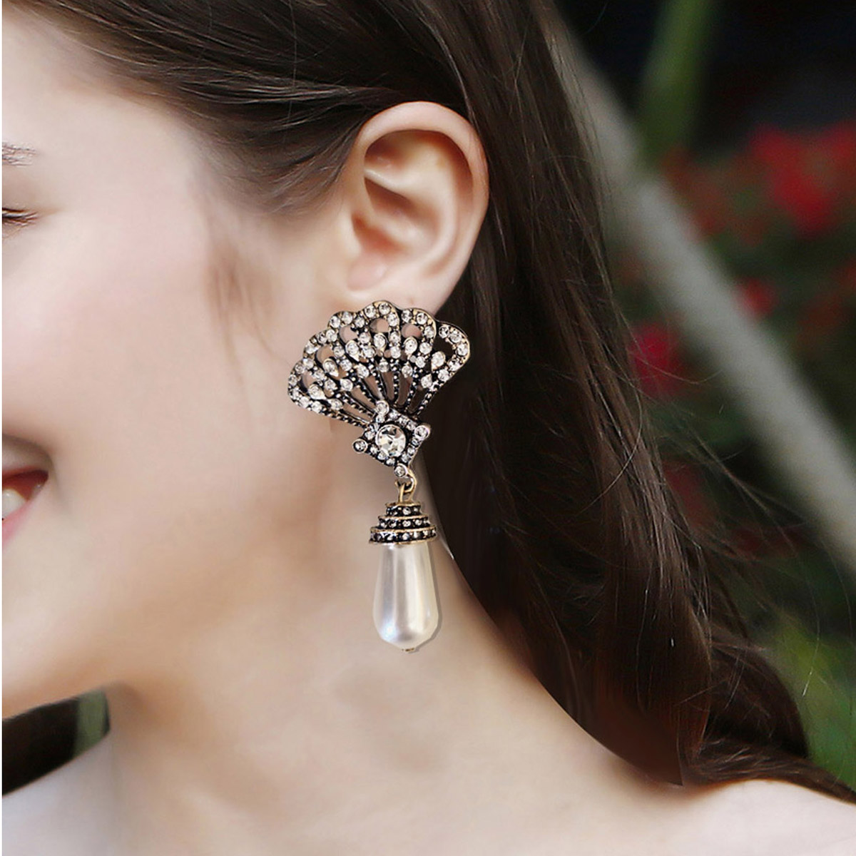 1 Pair Retro Fan Earrings, Ele - Women'S Essential Accessories recension och pris
