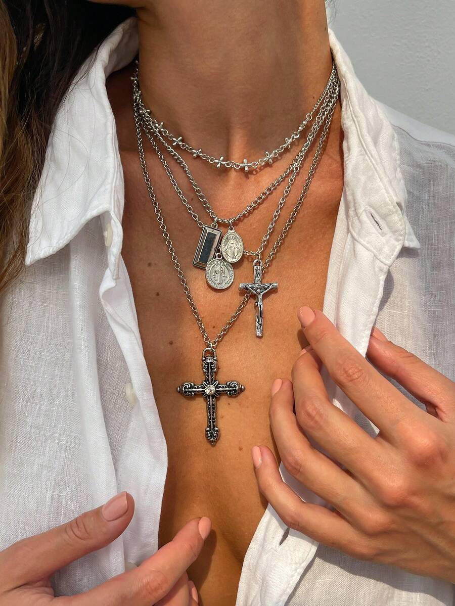 4pcs Set Vintage Metal Layered - Layered Necklace Set recension och pris