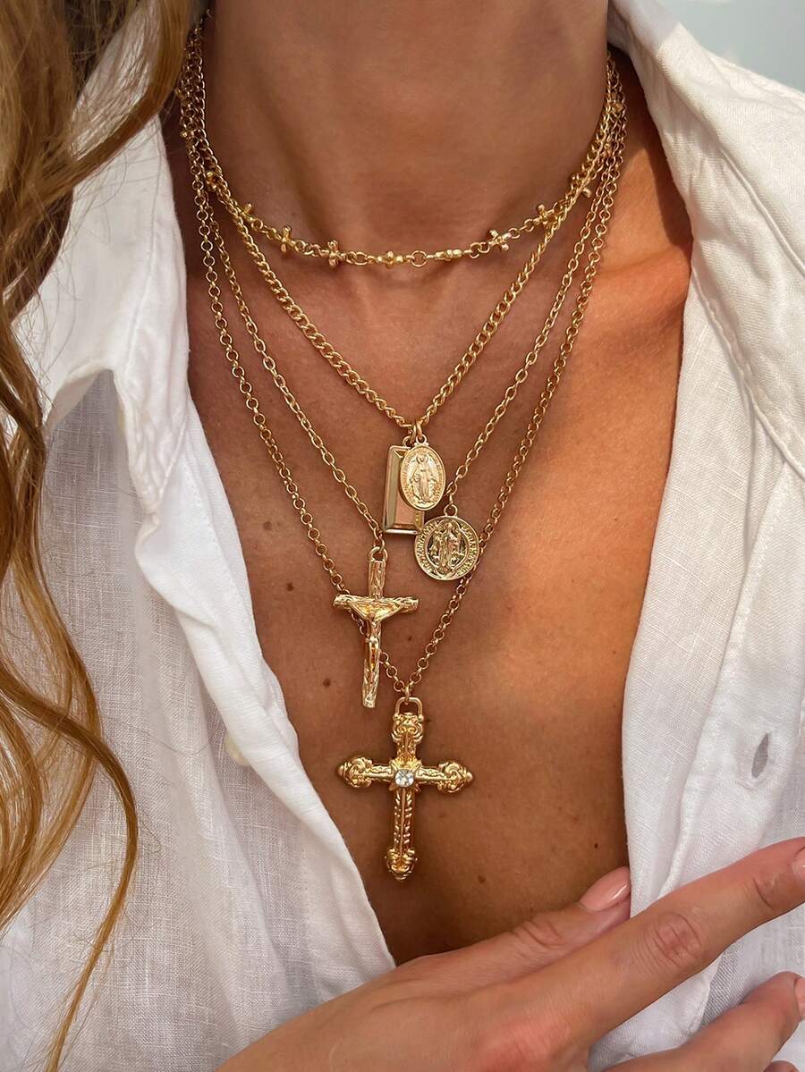 4pcs Set Vintage Metal Layered - Layered Necklace Set recension och pris