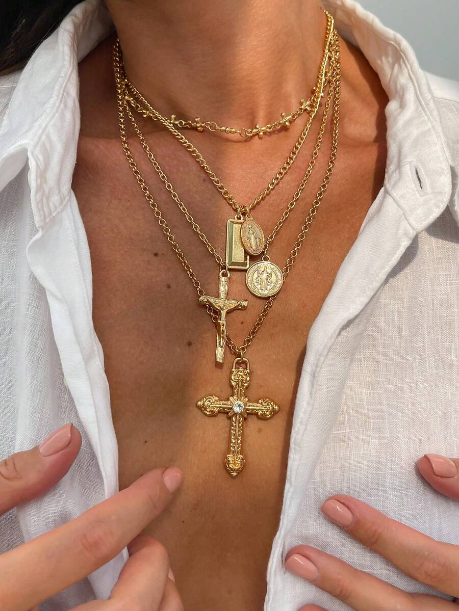 4pcs Set Vintage Metal Layered - Layered Necklace Set recension och pris