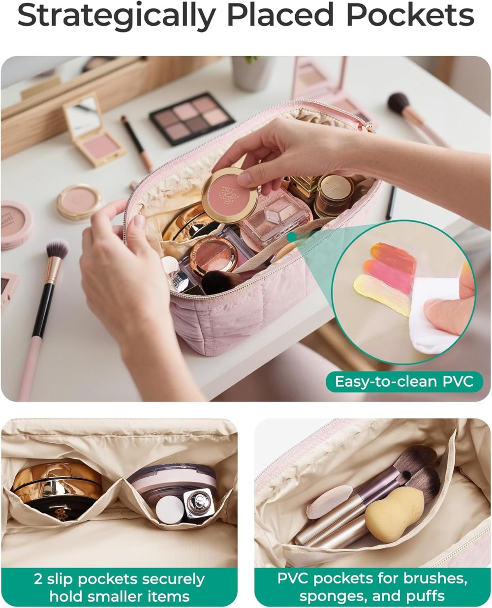 Puffy Makeup Bag Travel Toilet - Women Accessories Organizer recension och pris